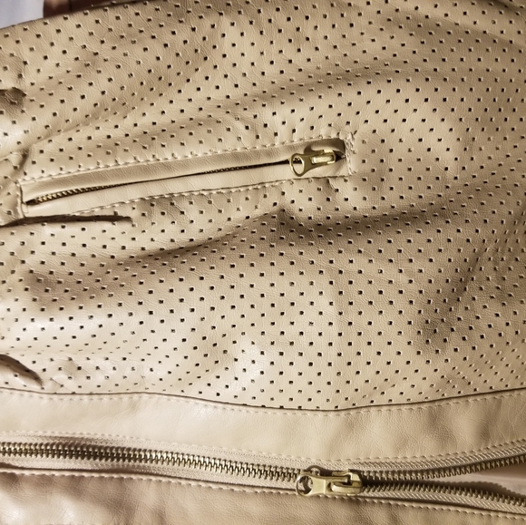 Women's Tan Color Faux Leather Jacket - Picture 7 of 13